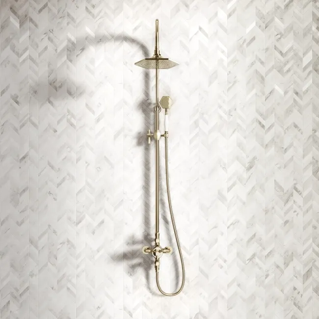 Kenmare Traditional English Gold Thermostatic Shower Set with Hand Shower