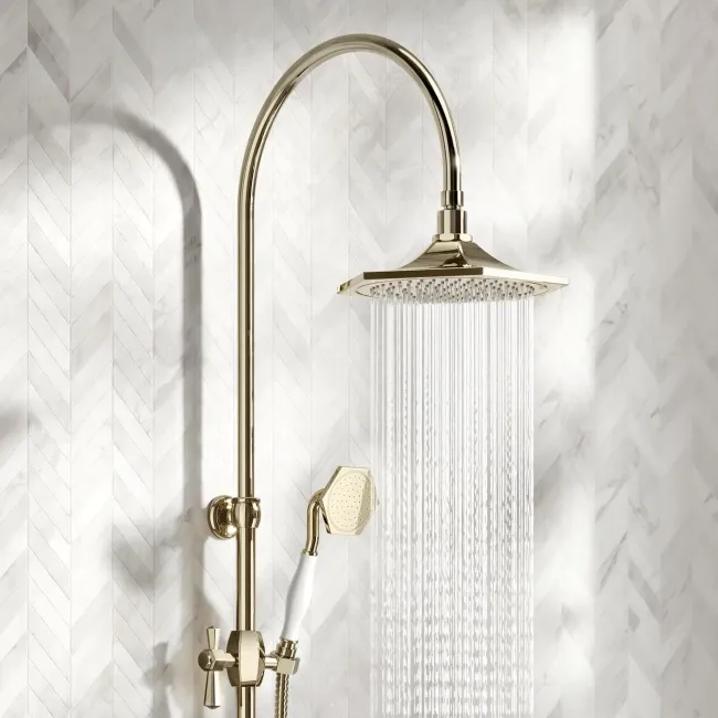 Kenmare Traditional English Gold Thermostatic Shower Set with Hand Shower