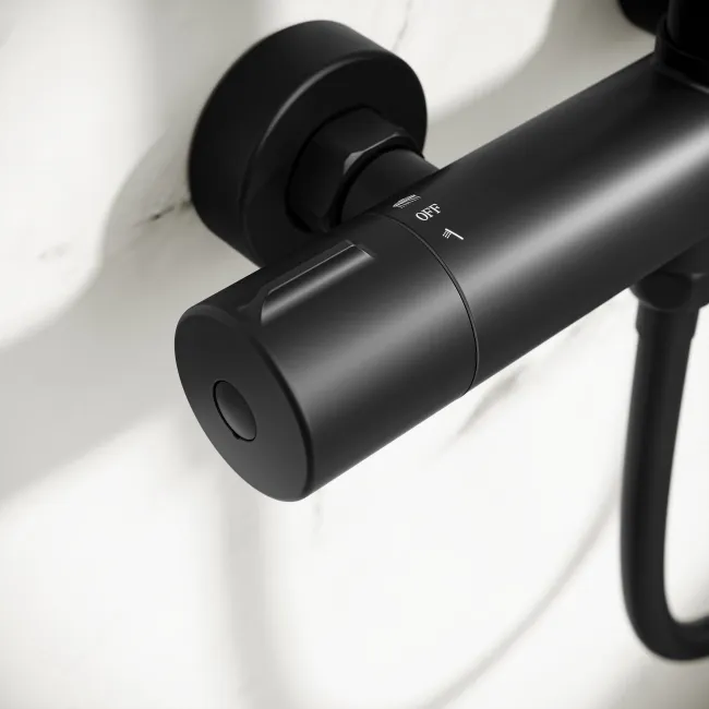 Derry Matt Black Round Thermostatic Shower Set