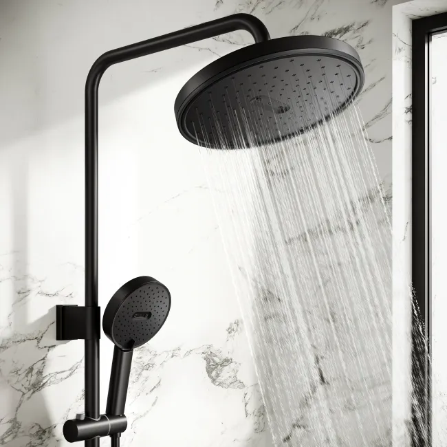 Derry Matt Black Round Thermostatic Shower Set