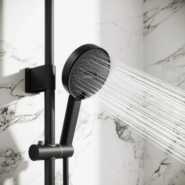Derry Matt Black Round Thermostatic Shower Set