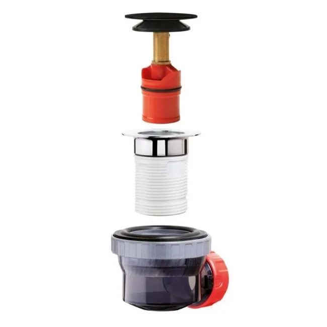 Wirquin Matt Black Dome Nano 6.7 Quick Clac All In One Basin Waste & Trap