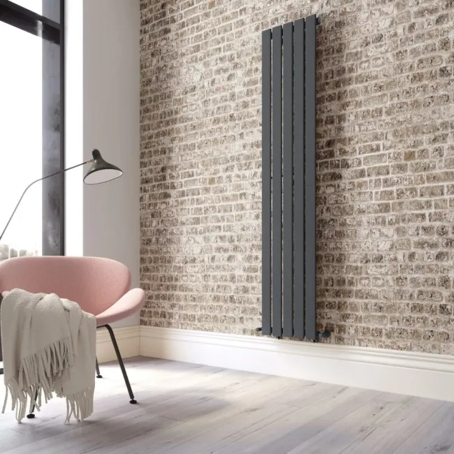 Faro Anthracite Single Flat Panel Vertical Radiator 1800x350mm