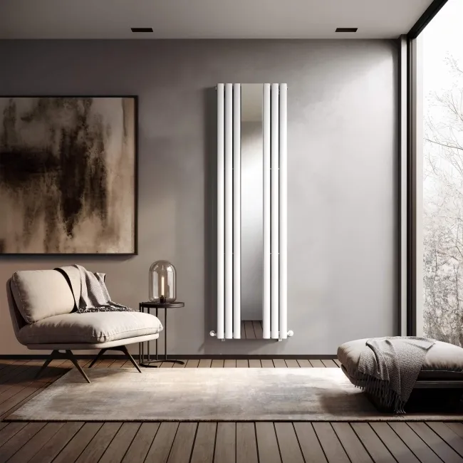 Marseille White Single Vertical Mirror Radiator 1800x500mm
