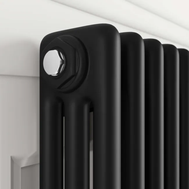 Athens Matt Black Triple Column Vertical Traditional Radiator 1800x650mm