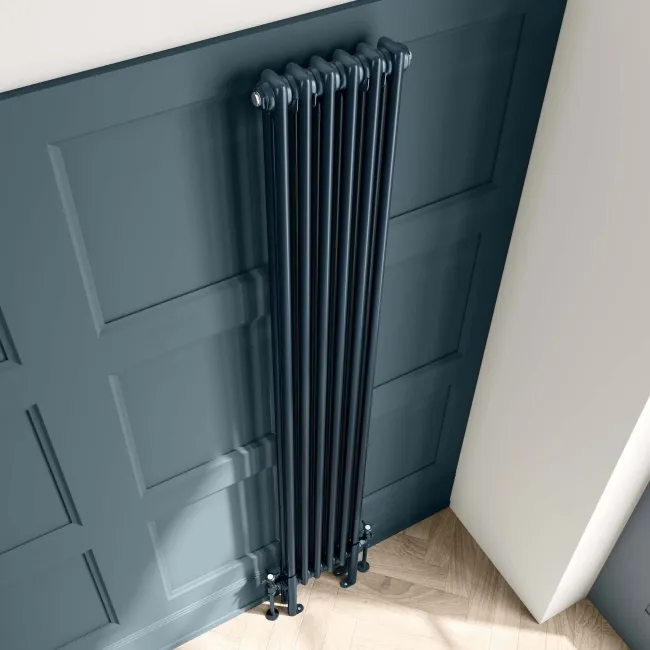 Athens Inky Blue Double Column Vertical Traditional Radiator 1800x290mm
