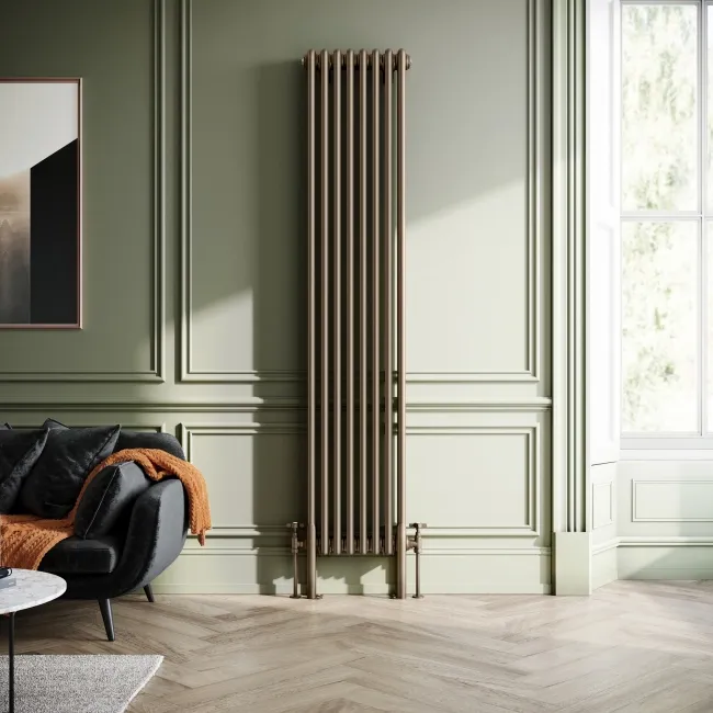 Athens Antique Gold Double Column Vertical Traditional Radiator 1800x380mm