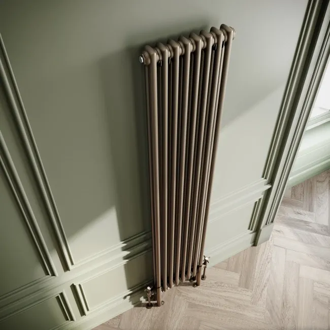 Athens Antique Gold Double Column Vertical Traditional Radiator 1800x380mm