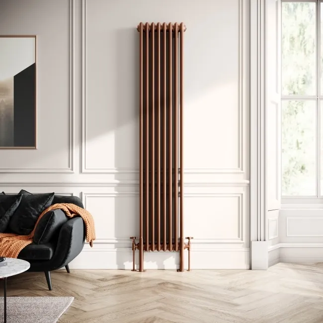 Athens Antique Copper Double Column Vertical Traditional Radiator 1800x380mm