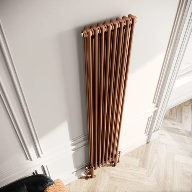 Athens Antique Copper Double Column Vertical Traditional Radiator 1800x380mm