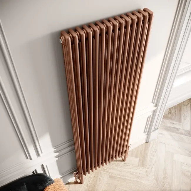 Athens Antique Copper Triple Column Vertical Traditional Radiator 1800x650mm