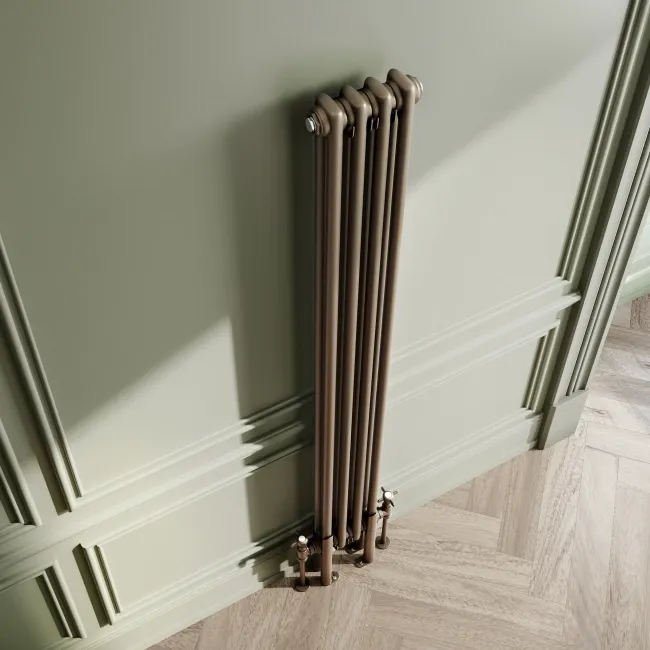 Athens Antique Gold Double Column Vertical Traditional Radiator 1500x200mm
