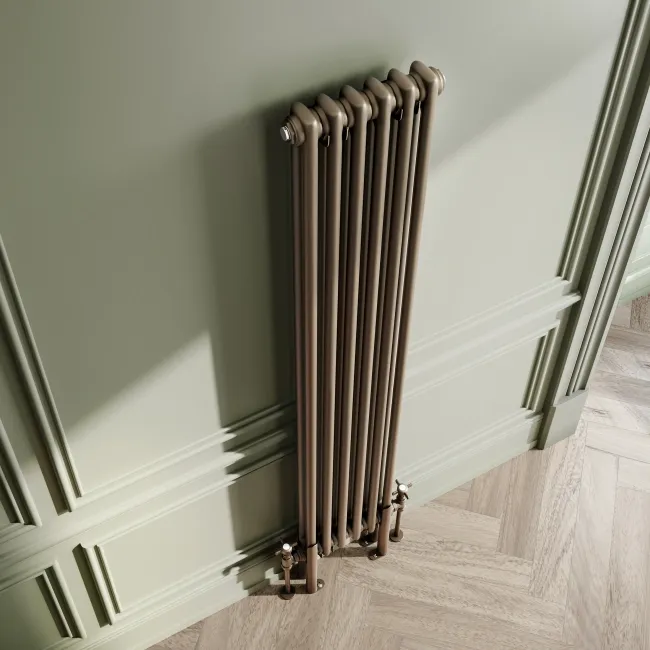 Athens Antique Gold Double Column Vertical Traditional Radiator 1500x290mm