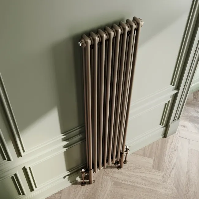 Athens Antique Gold Double Column Vertical Traditional Radiator 1500x380mm
