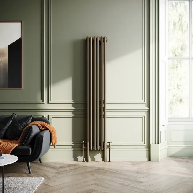 Athens Antique Gold Triple Column Vertical Traditional Radiator 1500x290mm