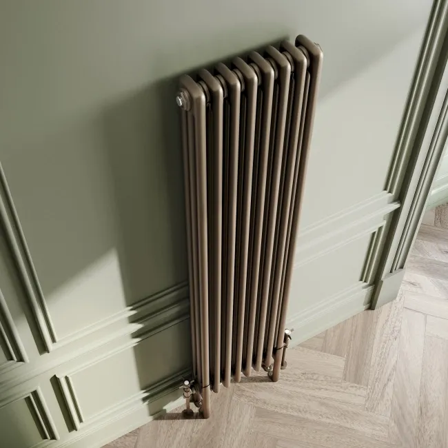 Athens Antique Gold Triple Column Vertical Traditional Radiator 1500x380mm