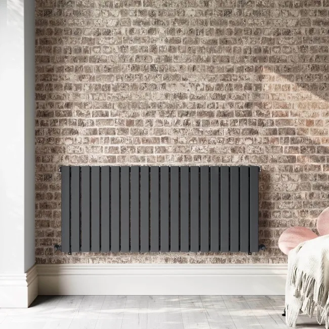 Faro Anthracite Double Flat Panel Horizontal Radiator 600x1400mm