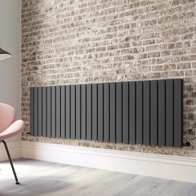Faro Anthracite Double Flat Panel Horizontal Radiator 600x1820mm