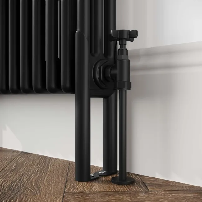 Athens Matt Black Triple Column Horizontal Traditional Radiator 600x1010mm