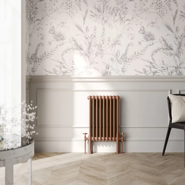Athens Antique Copper Double Column Horizontal Traditional Radiator 600x425mm