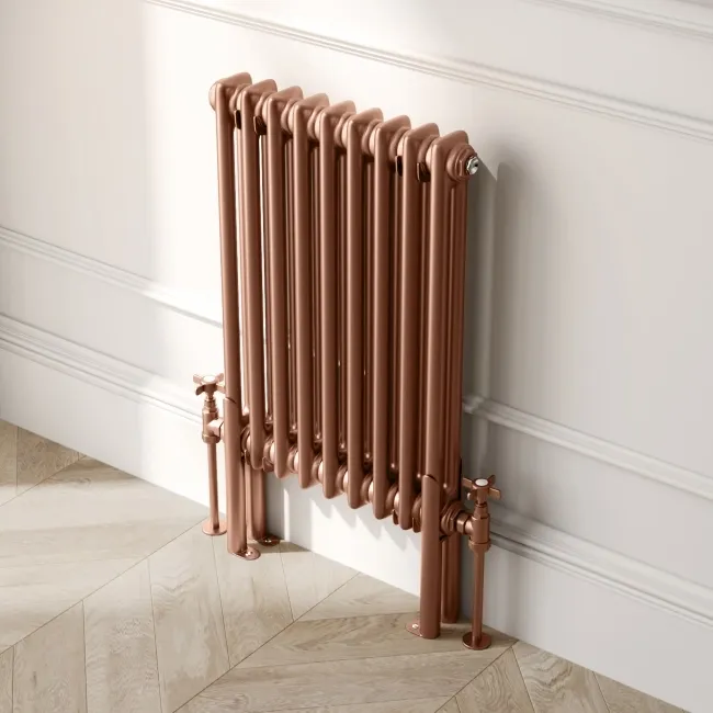 Athens Antique Copper Double Column Horizontal Traditional Radiator 600x425mm