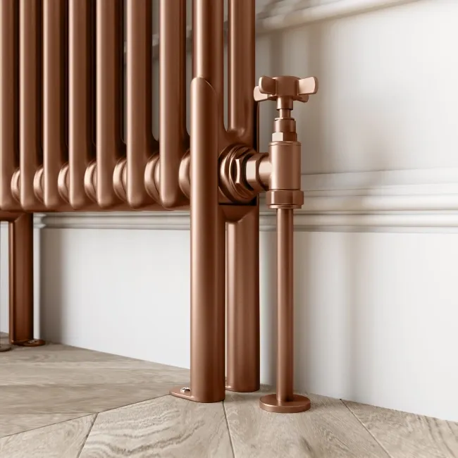 Athens Antique Copper Double Column Horizontal Traditional Radiator 600x425mm