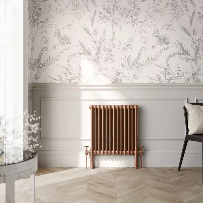 Athens Antique Copper Double Column Horizontal Traditional Radiator 600x605mm