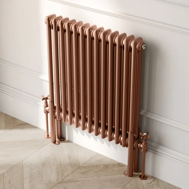 Athens Antique Copper Double Column Horizontal Traditional Radiator 600x605mm