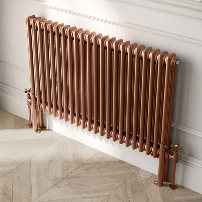 Athens Antique Copper Double Column Horizontal Traditional Radiator 600x1010mm
