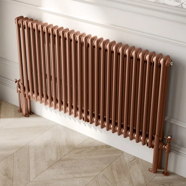 Athens Antique Copper Double Column Horizontal Traditional Radiator 600x1190mm