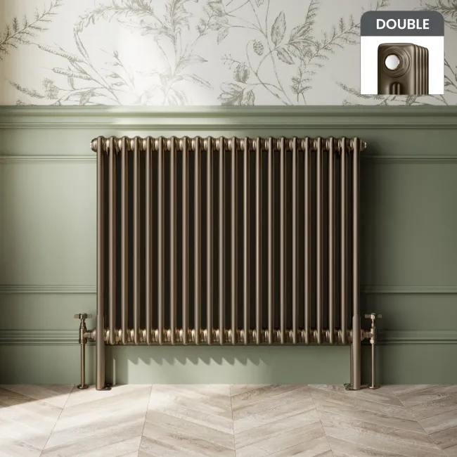 Athens Antique Gold Double Column Horizontal Traditional Radiator 750x1010mm
