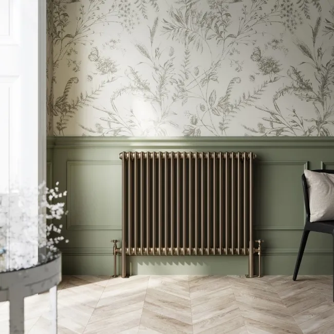 Athens Antique Gold Double Column Horizontal Traditional Radiator 750x1010mm
