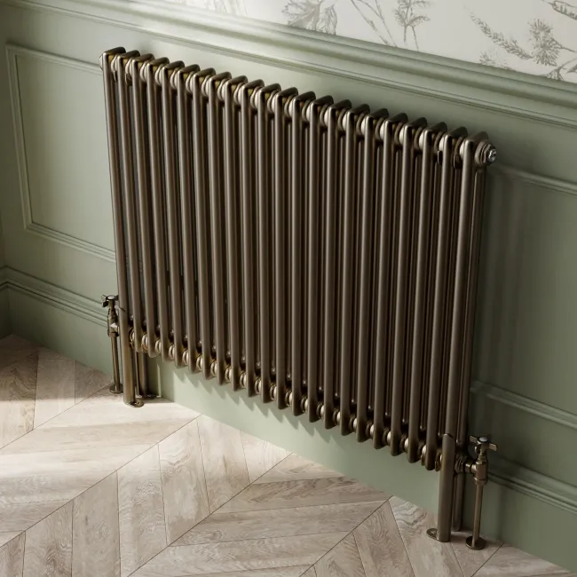 Athens Antique Gold Double Column Horizontal Traditional Radiator 750x1010mm