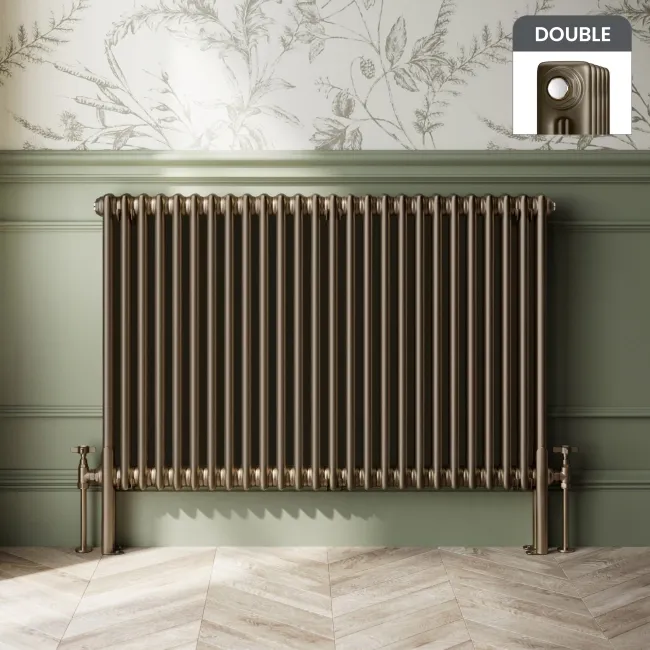 Athens Antique Gold Double Column Horizontal Traditional Radiator 750x1190mm