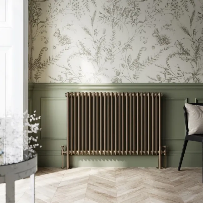Athens Antique Gold Double Column Horizontal Traditional Radiator 750x1190mm