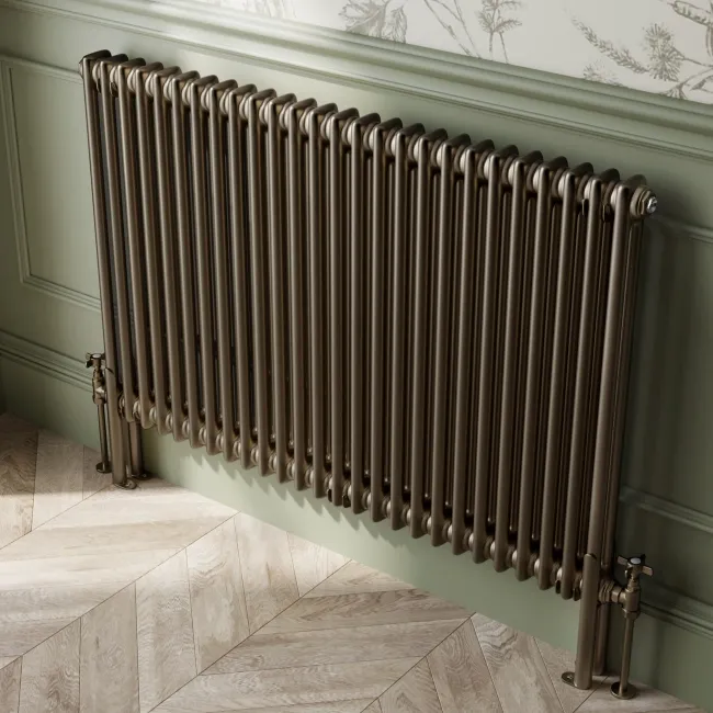 Athens Antique Gold Double Column Horizontal Traditional Radiator 750x1190mm