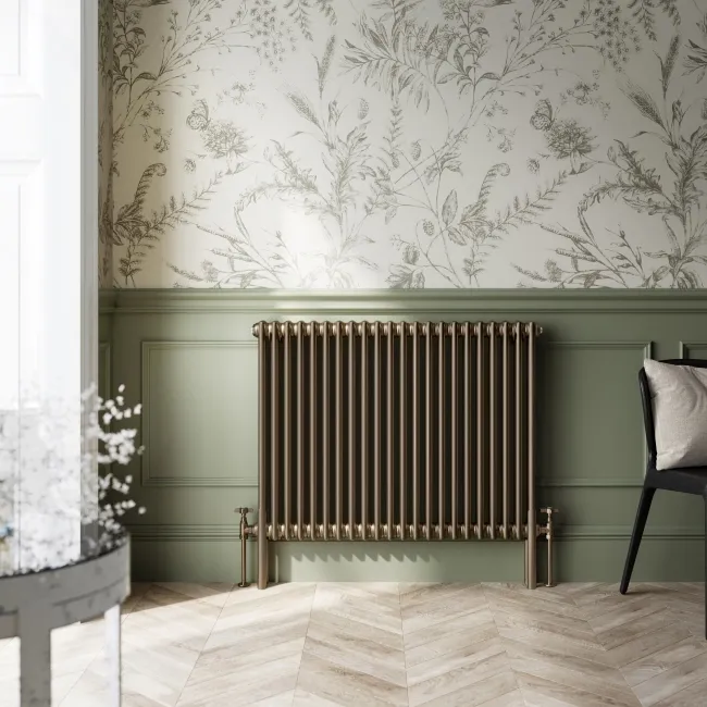 Athens Antique Gold Triple Column Horizontal Traditional Radiator 750x1010mm