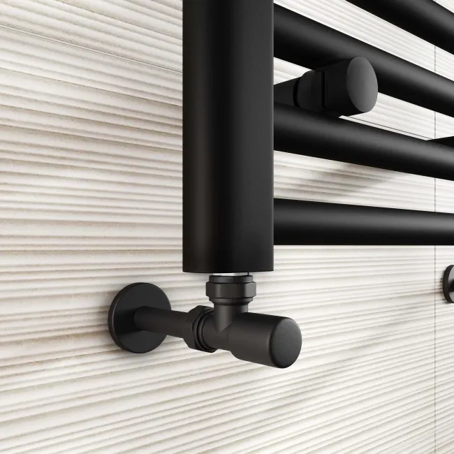Naples Premium Matt Black Straight Heated Towel Rail 1200x600mm