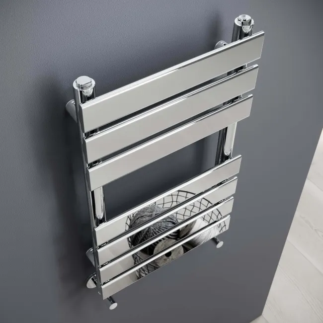 Santorini Chrome Flat Panel Heated Towel Rail 650x400mm