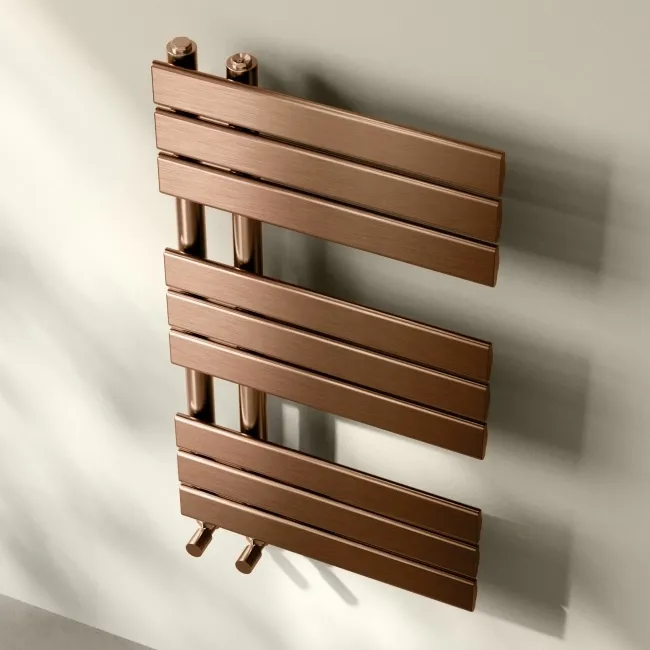 Seville Brushed Copper Designer Flat Panel Heated Towel Rail 800x450mm