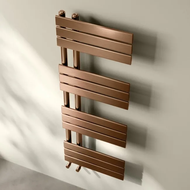 Seville Brushed Copper Designer Flat Panel Heated Towel Rail 1200x450mm