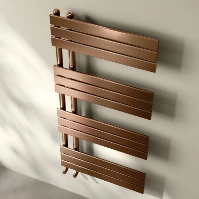 Seville Brushed Copper Designer Flat Panel Heated Towel Rail 1200x600mm