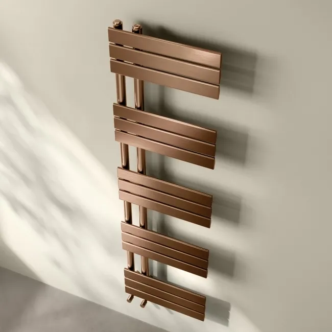 Seville Brushed Copper Designer Flat Panel Heated Towel Rail 1600x450mm