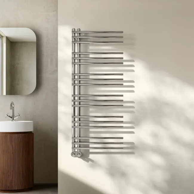 Cannes Chrome Designer Heated Towel Rail 1200x500mm