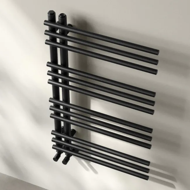 Cannes Matt Black Designer Heated Towel Rail 800x500mm