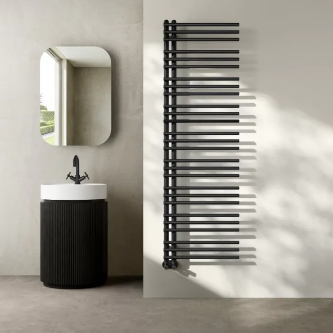 Cannes Matt Black Designer Heated Towel Rail 1600x500mm