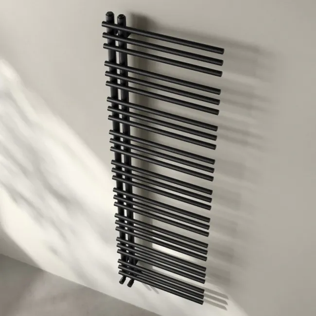 Cannes Matt Black Designer Heated Towel Rail 1600x500mm