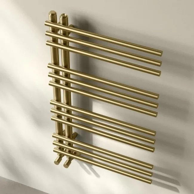 Cannes Brushed Brass Designer Heated Towel Rail 800x500mm