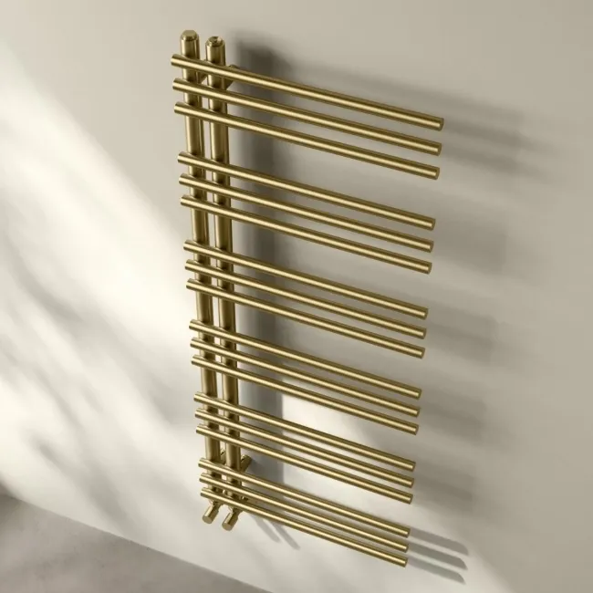 Cannes Brushed Brass Designer Heated Towel Rail 1200x500mm