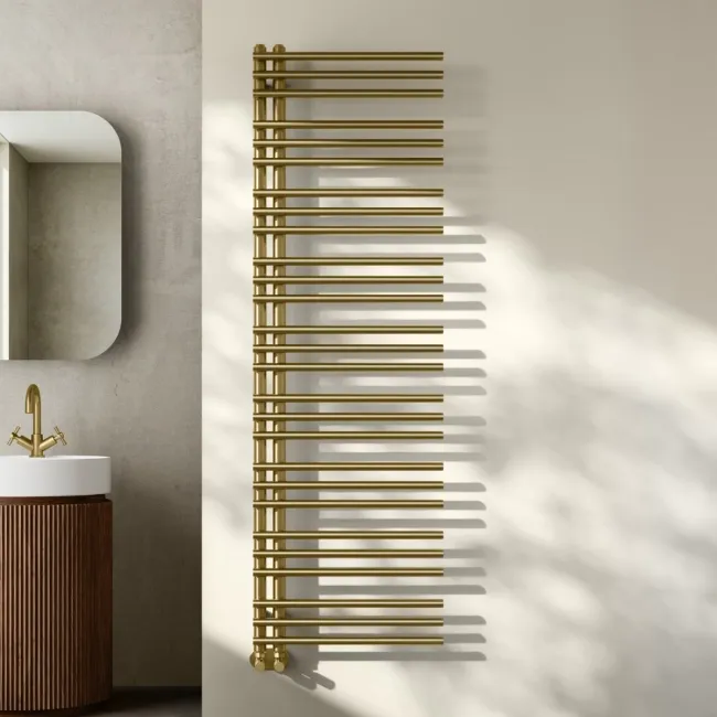 Cannes Brushed Brass Designer Heated Towel Rail 1600x500mm